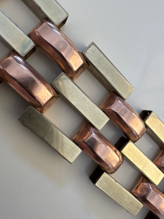 RARE 1940s gold filled  and Rose gold filled double link bracelet