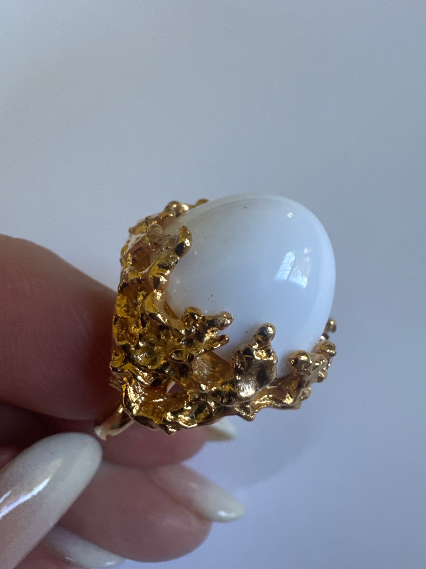 1970s signed NAPIER cocktail ring with white stone