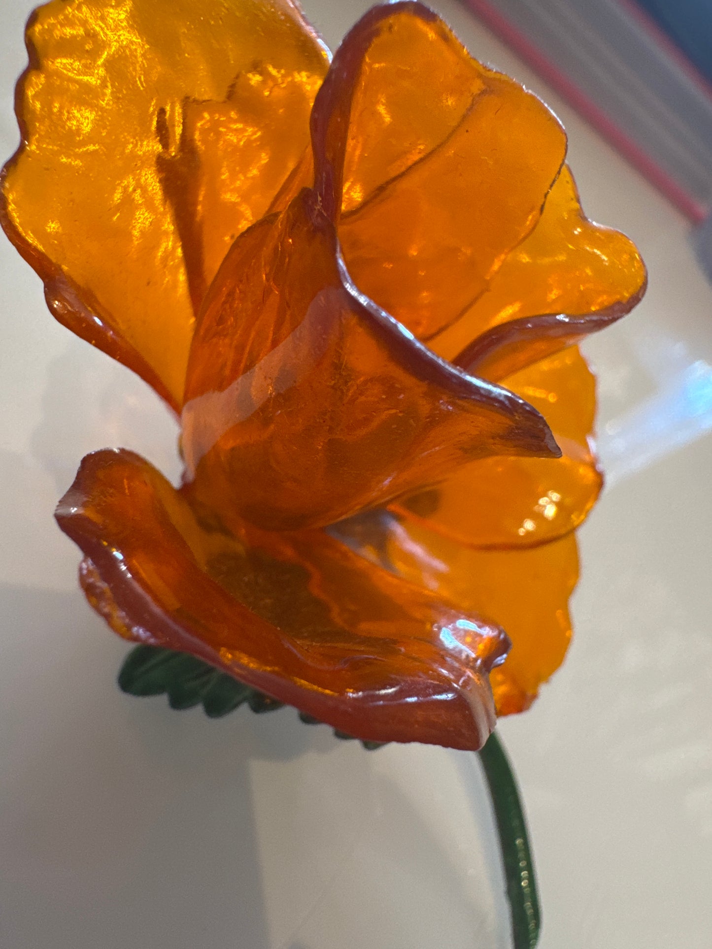 1950s 3-D orange lucite  rose brooch