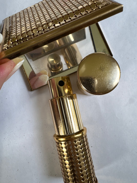 vintage WHITING & DAVIS mirror makeup compact and fragrance atomizer