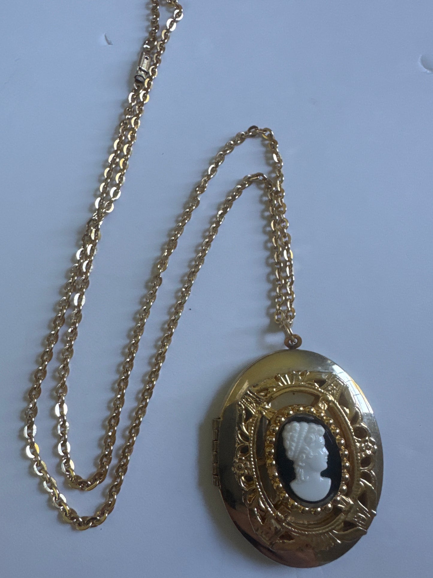 1970s vintage cameo locket signed Germany