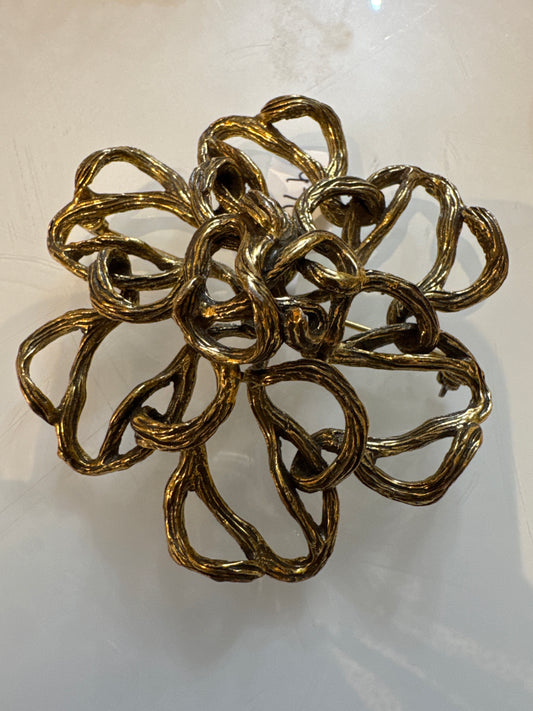 1970s brutalist style flower brooch signed ZANDALL