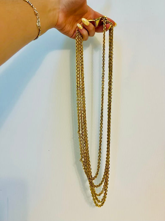 Vintage gold tone five multi layer chain with decorative clasp