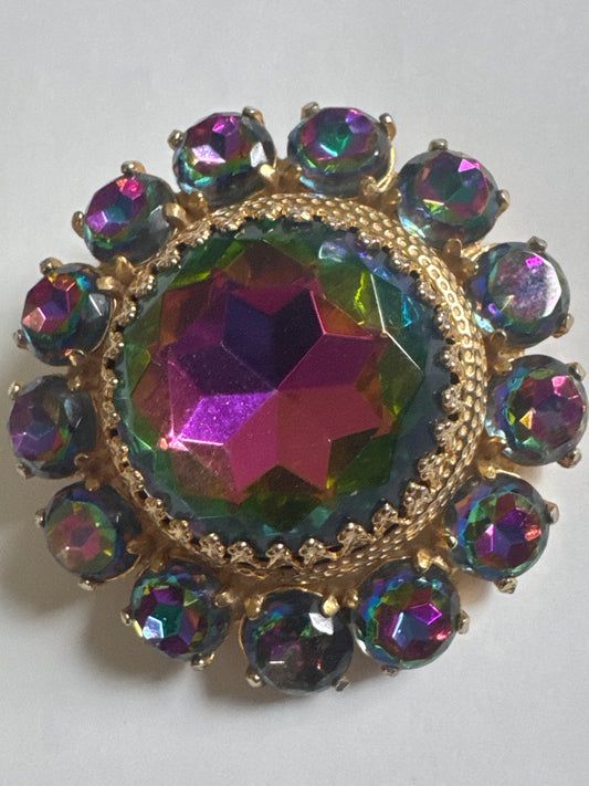 1940s signed SCHIAPARELLI watermelon Stone brooch