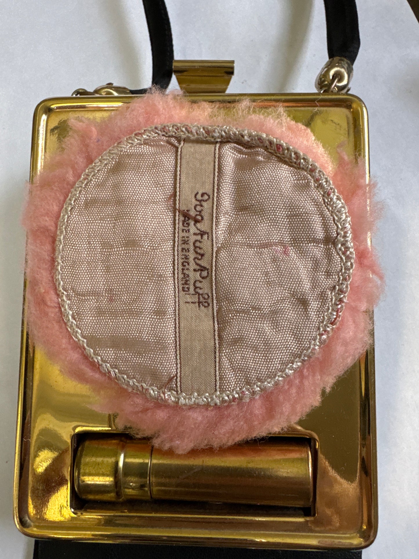 Vintage 1950s Carry All Compact Vanity case with original lipstick