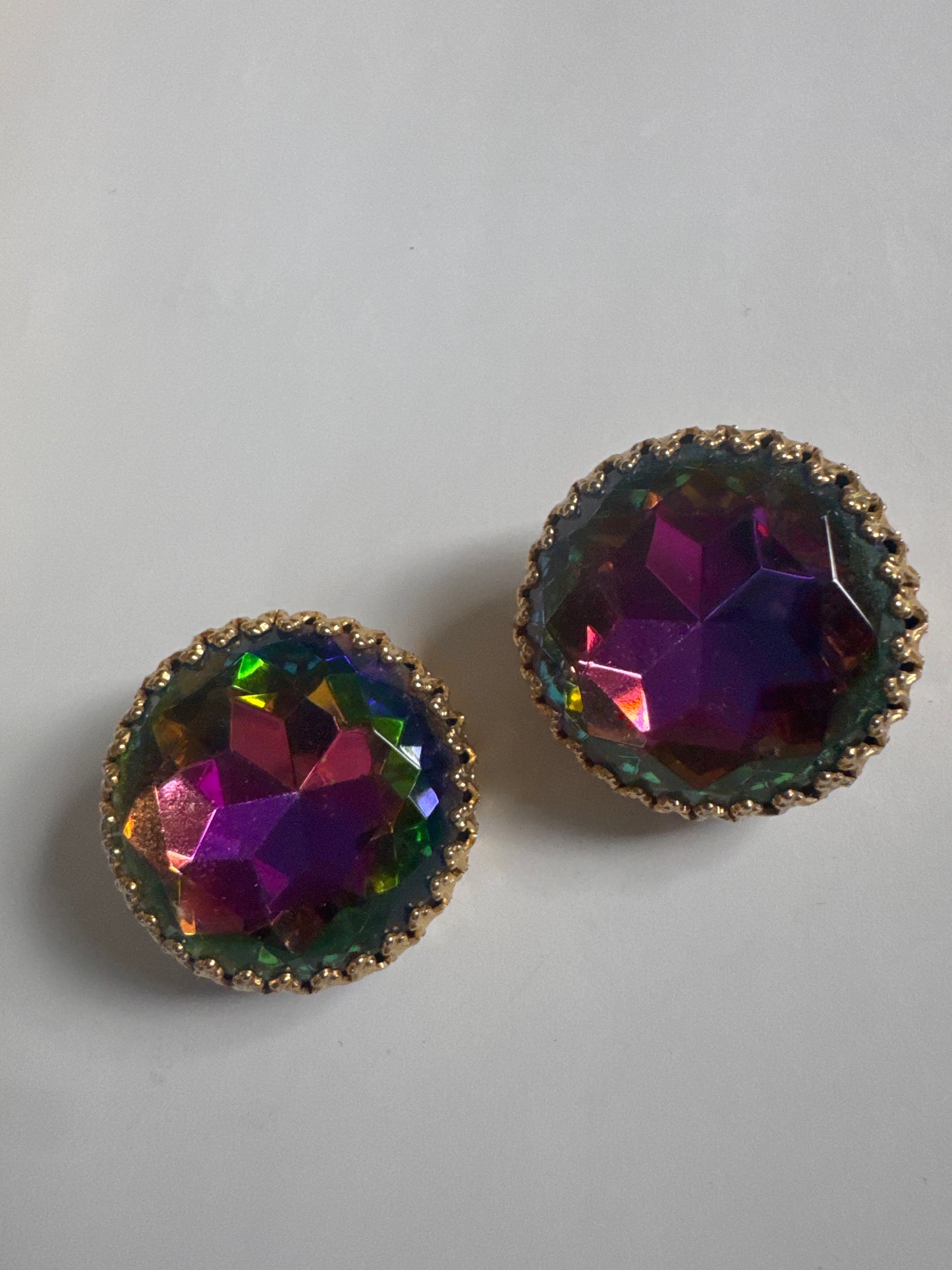 1930s signed Schiaparelli watermelon stone button earrings