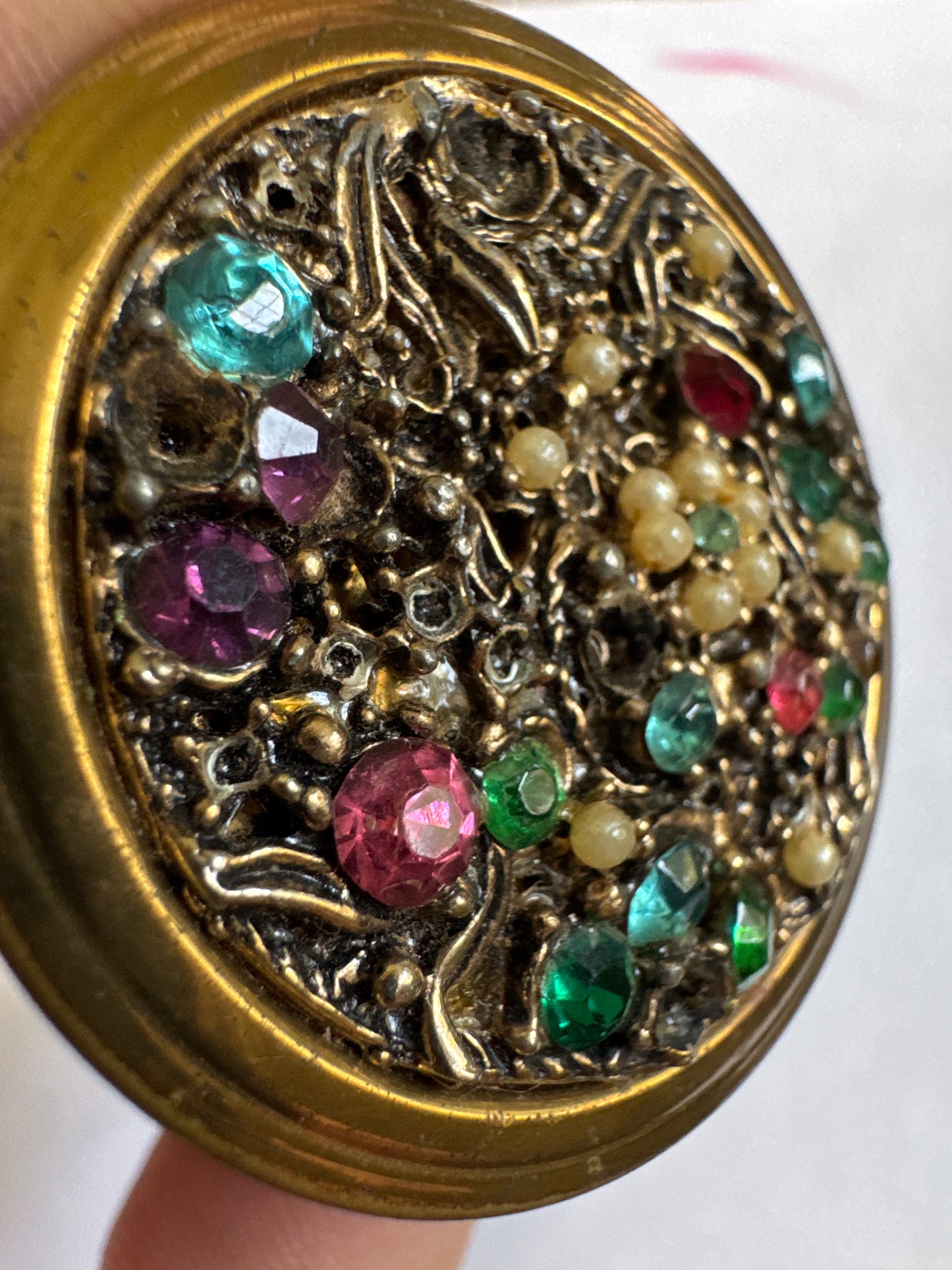 Vintage Extremely Rare 1950’s *Dorset Rex* 5th Avenue Jeweled Brass Cylinder Cigarette Case