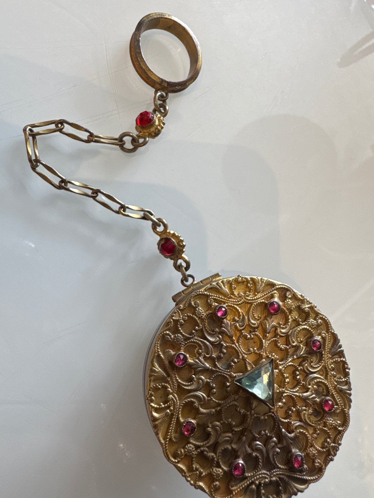 vintage early 1900s CHATALAINE with mirror and rhinestones