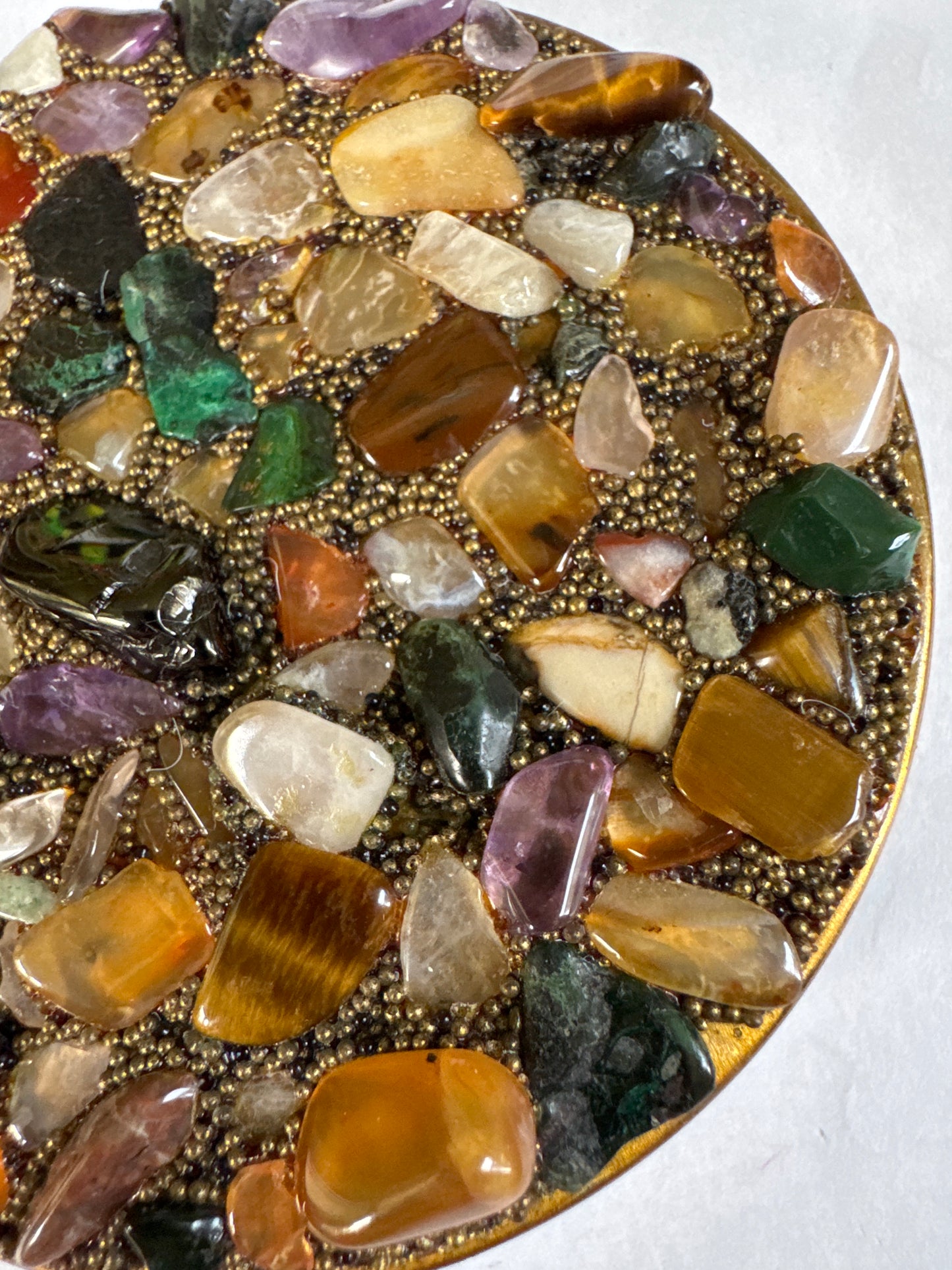 vintage 1950s SAM FINK Makeup, compact with semi precious stones