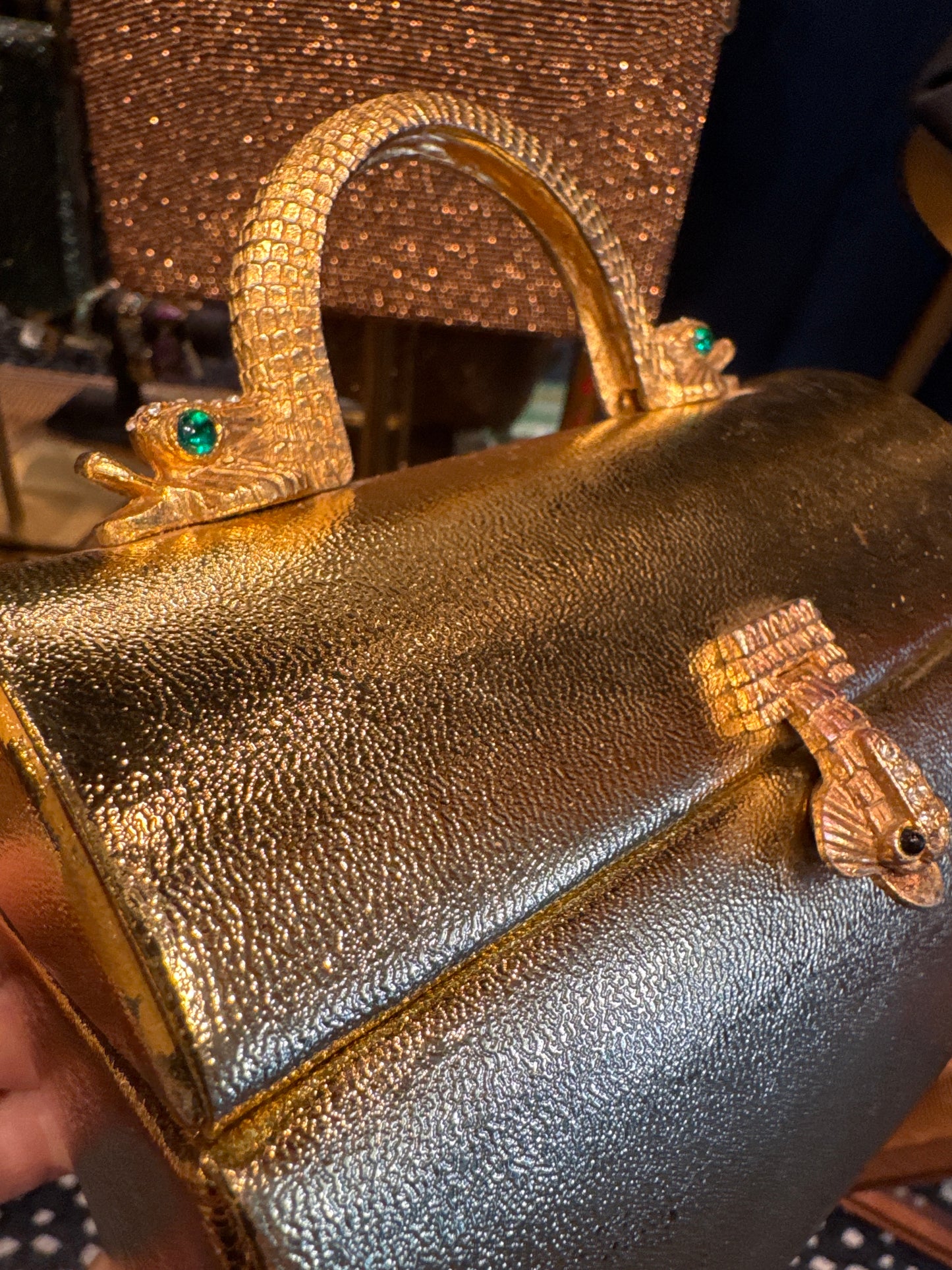 Collectors dream 1960s  vintage, Arnold Scassi gold jewel top by Kenneth Lane handbag. See photos for age related wear.