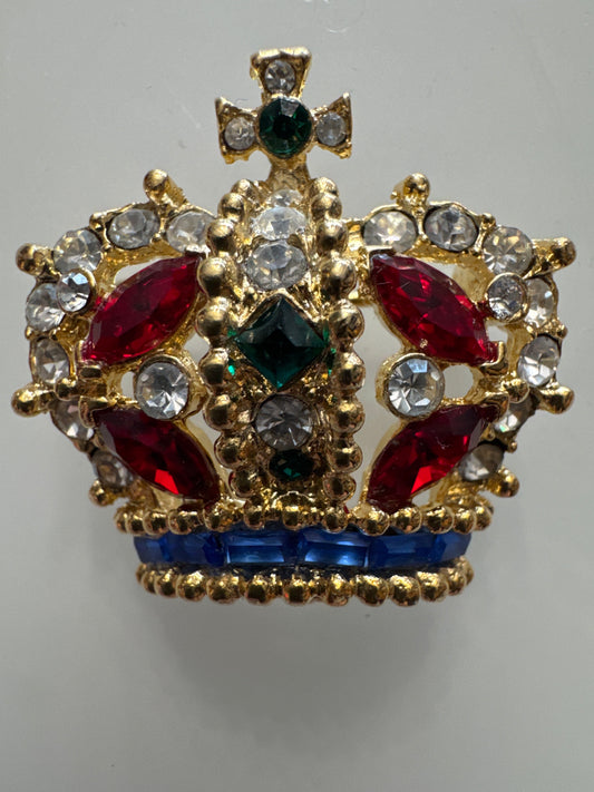 Signed Carina rhinestone crown brooch