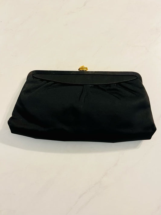 Vintage black clutch with gold tone lock