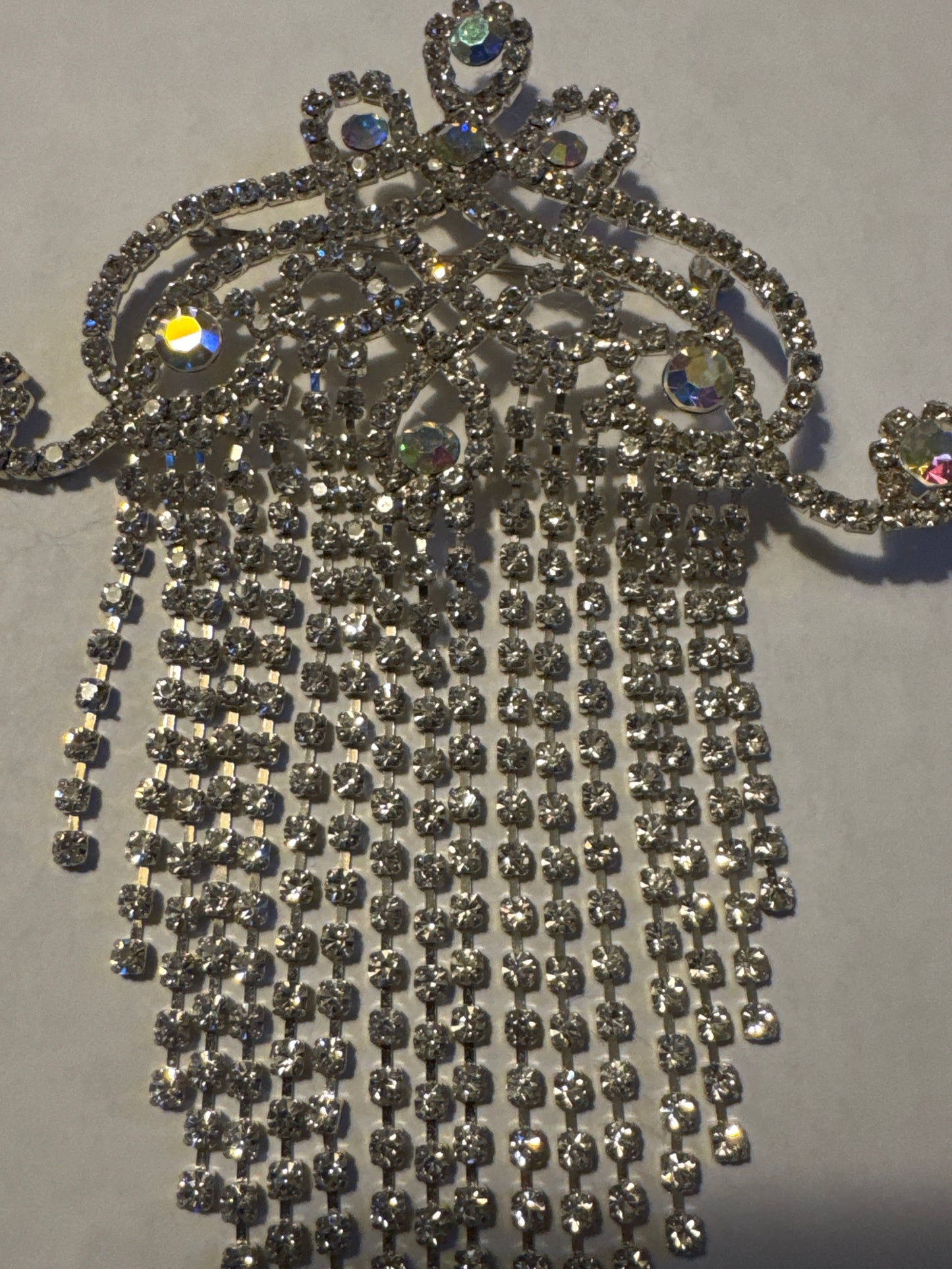 Jumbo vintage draping crystal brooch