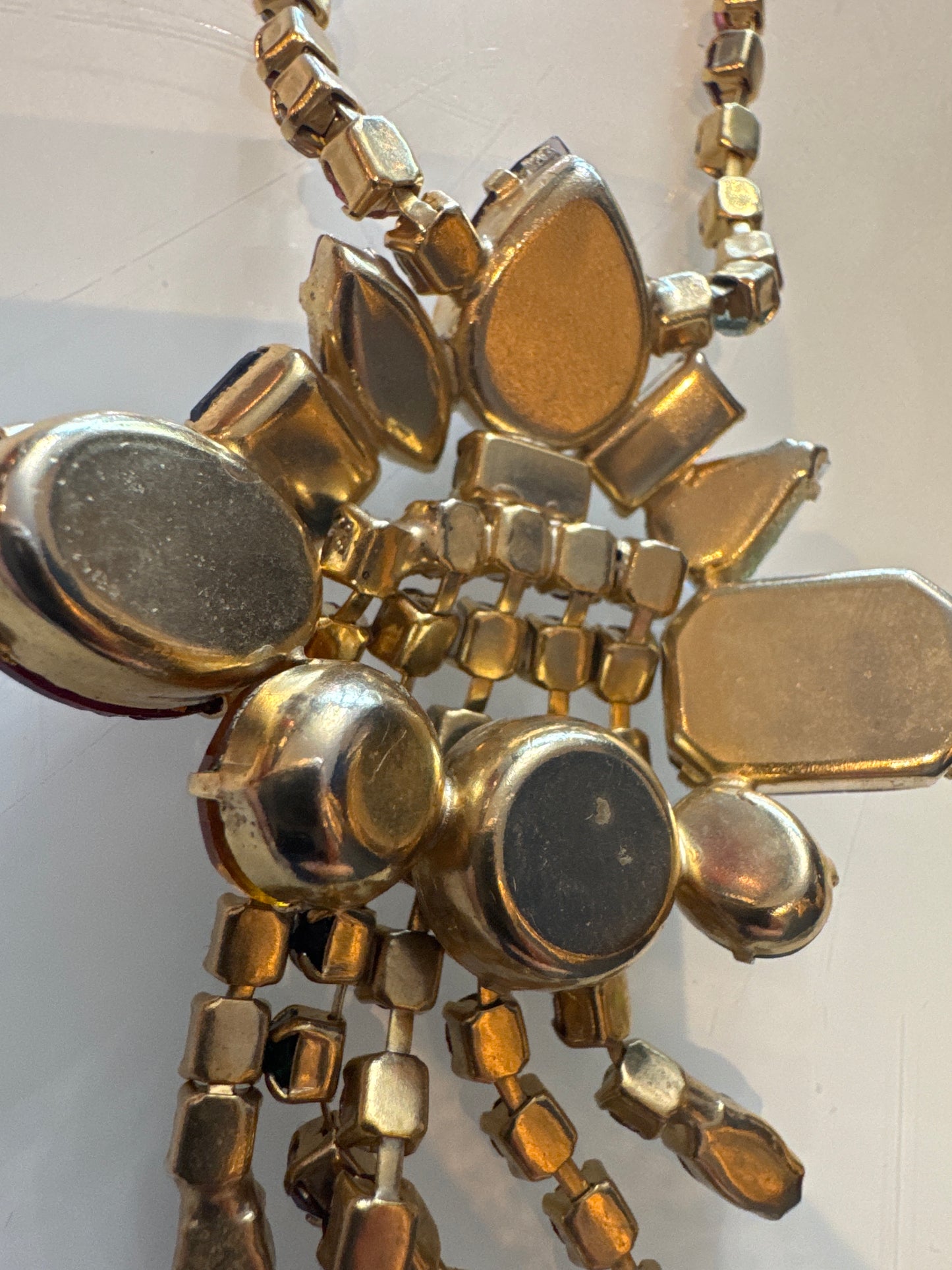 Wow Factor! 1950s rainbow colored rhinestone Juliana waterfall necklace