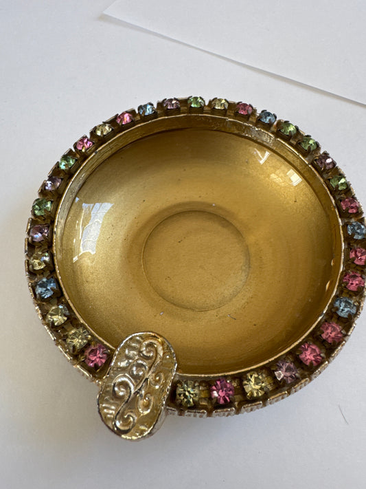 1950s gorgeous personal ashtray with rhinestones. Comes with rhinestone lighter by Weston.