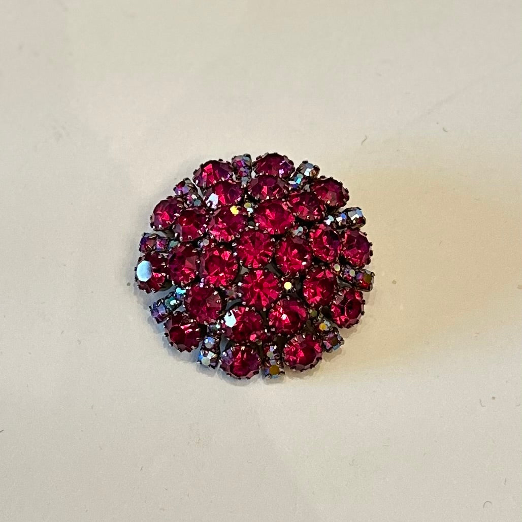 Vintage Weiss Pink Crystal Brooch