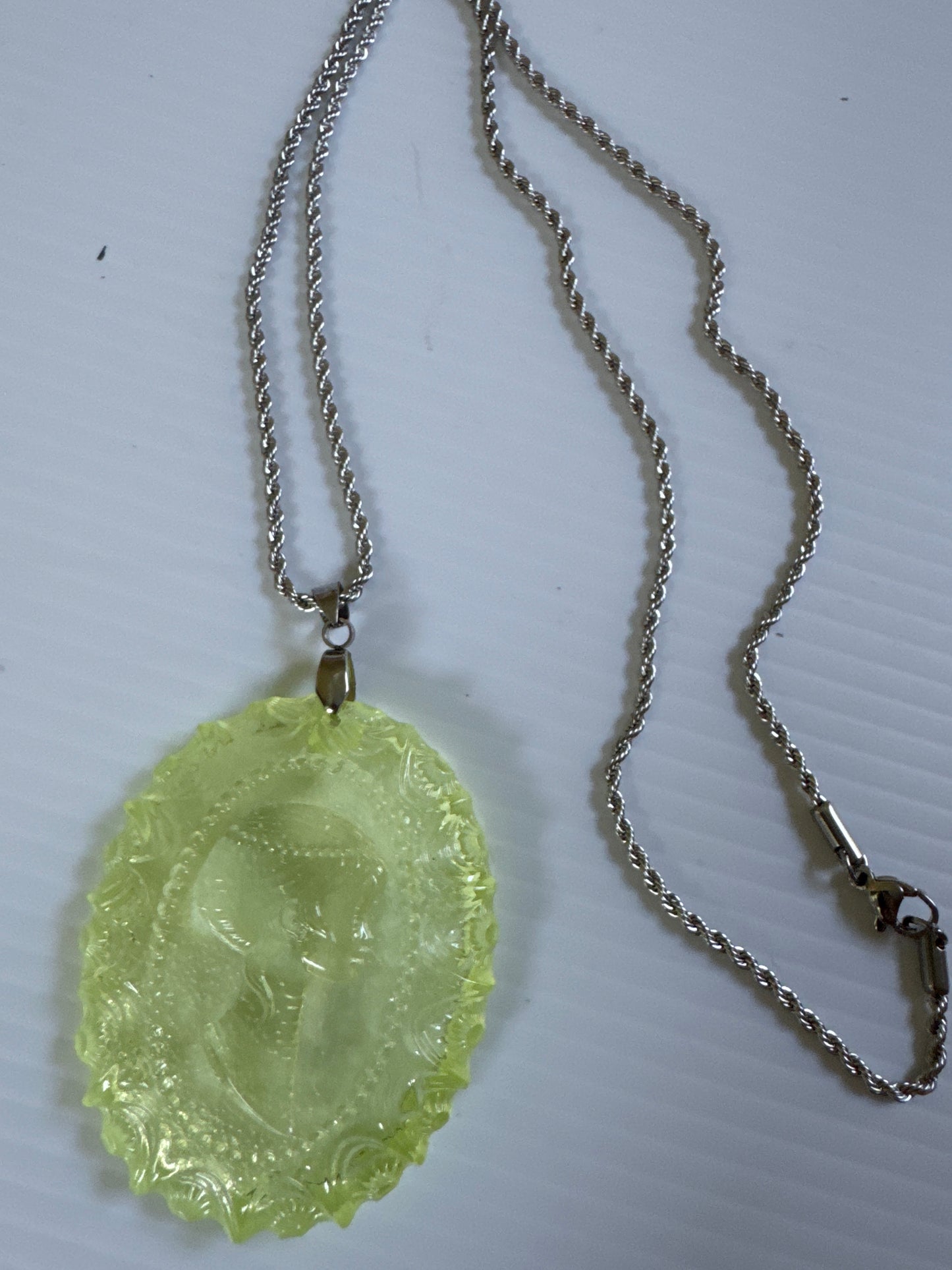 Vintage uranium cameo on a silver chain