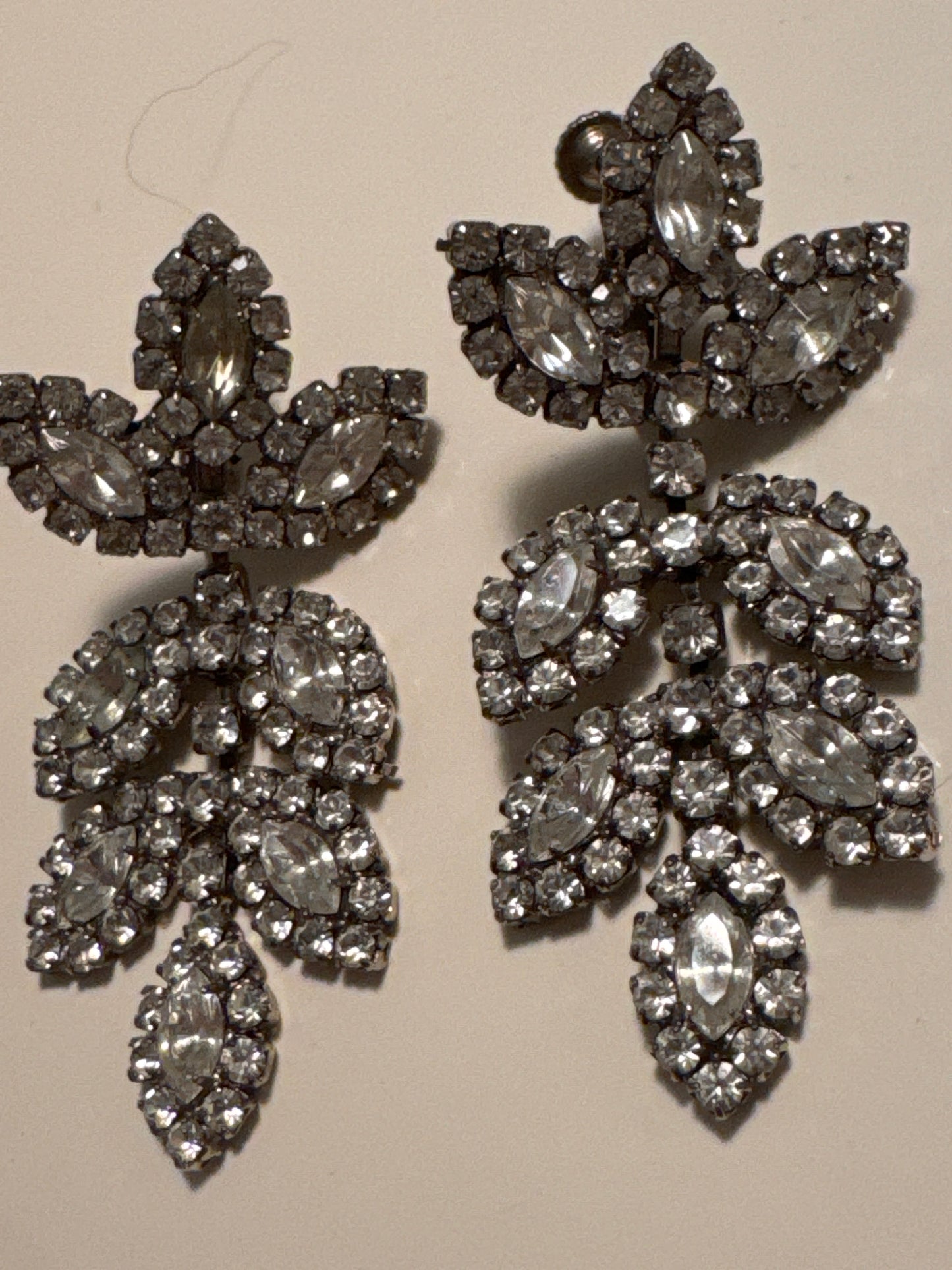 Vintage multi/layered rhinestone 1950s screw back earrings from the collection of Linda Fargo