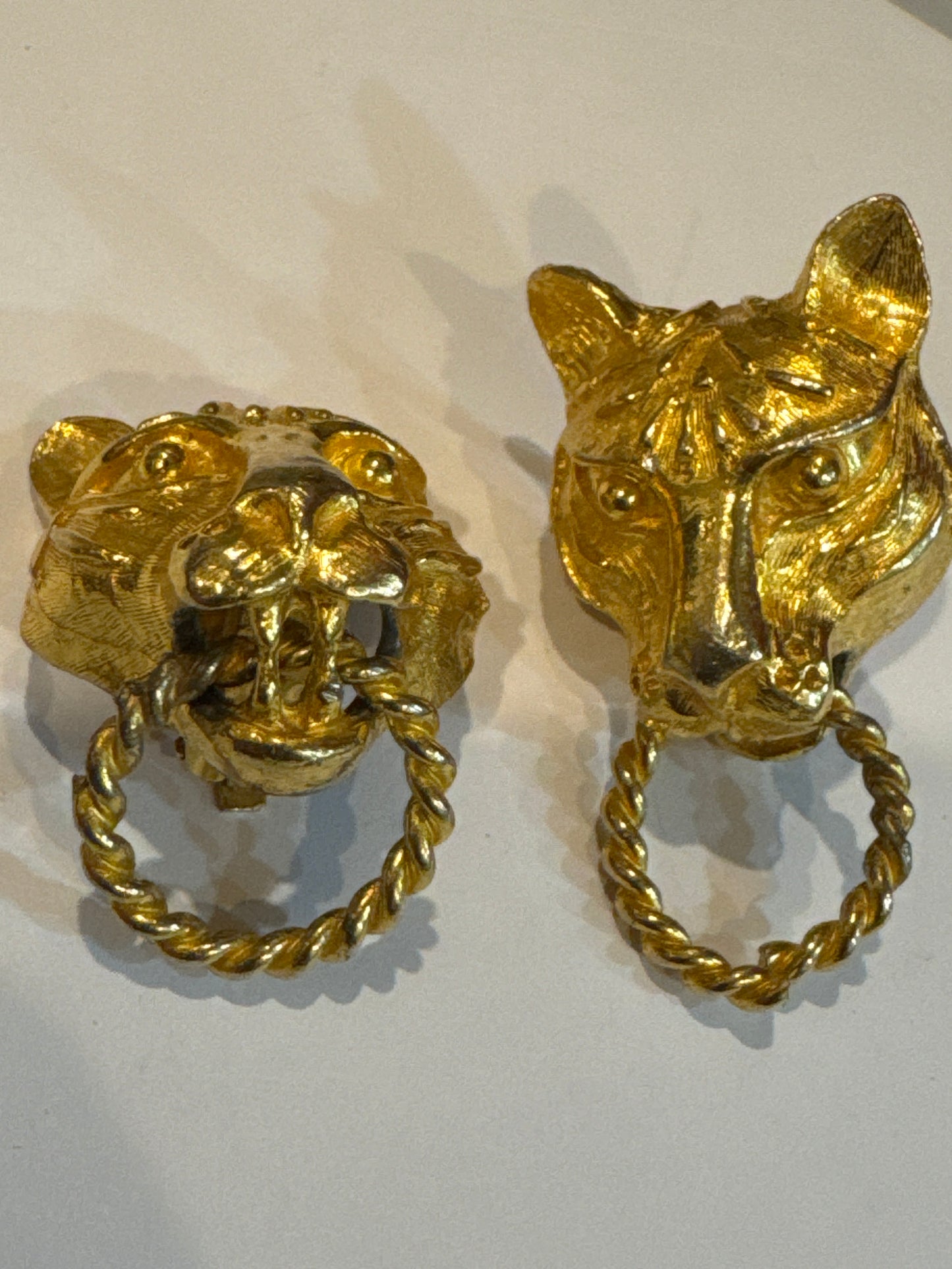 1980s  major signed Kenneth lane leopard door, knocker earrings