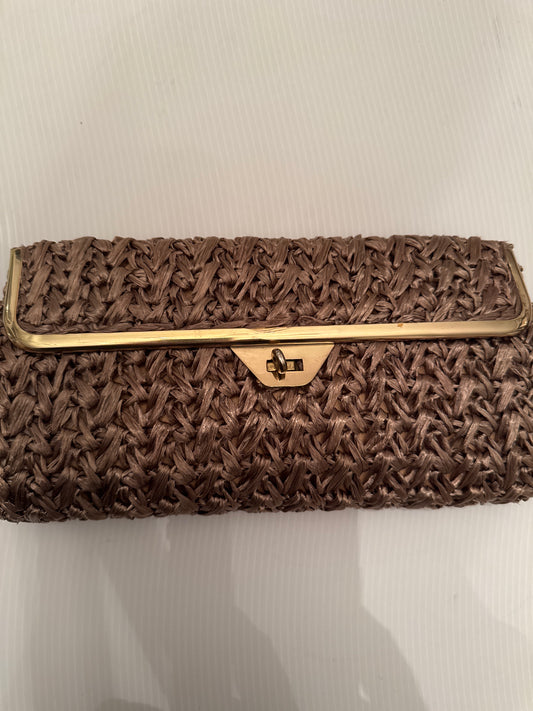 Beautiful vintage Raffia 1950s WALBORG clutch in a bronze color