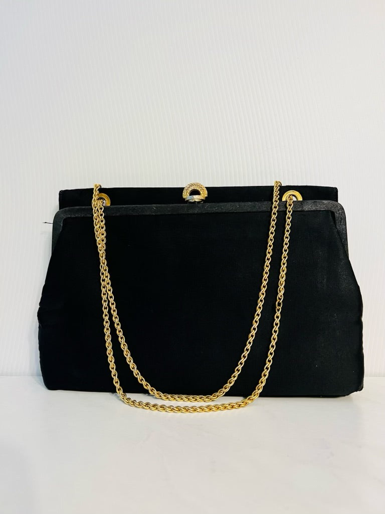 Vintage black Rosenfeld double pocket bag with gold tone locks/chain