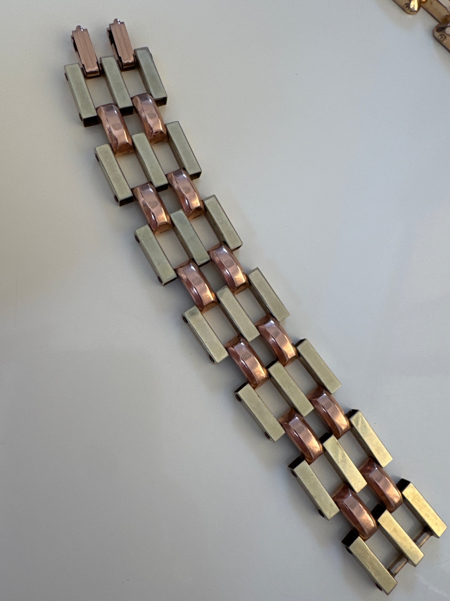 RARE 1940s gold filled  and Rose gold filled double link bracelet