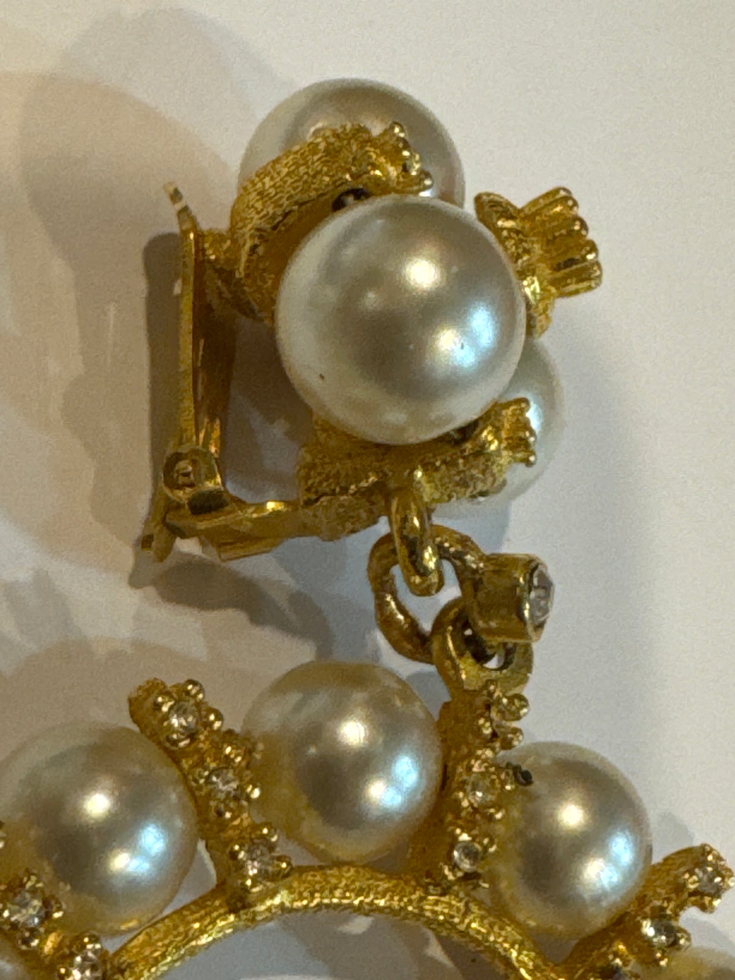 1970s stunning, oversized, pearl hoop, earrings, signed KJL Laguna