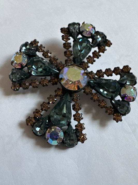 1940s signed WEISS Maltese Cross rhinestone brooch