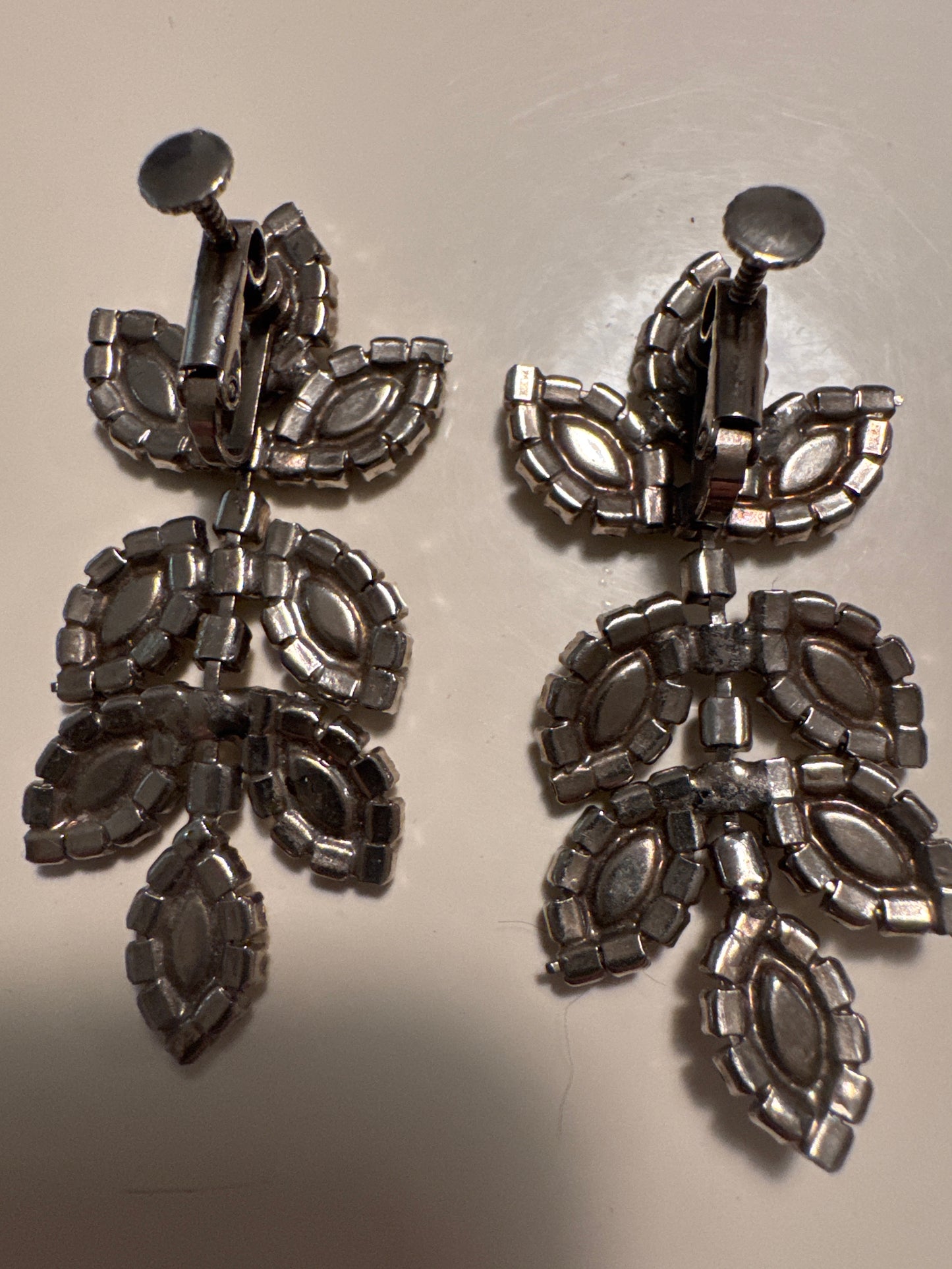 Vintage multi/layered rhinestone 1950s screw back earrings from the collection of Linda Fargo
