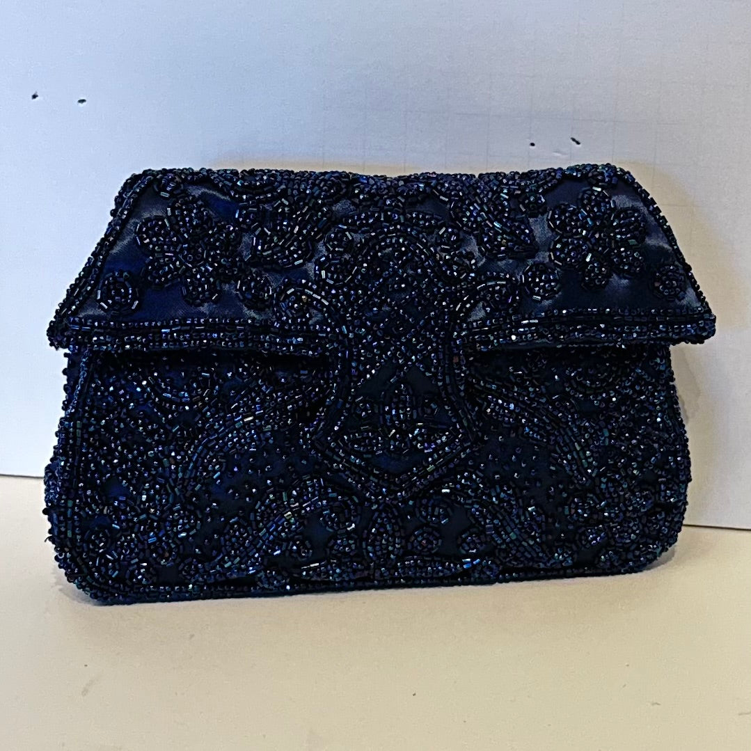 Vintage 1950s Michel Swiss Blue Beaded Clutch