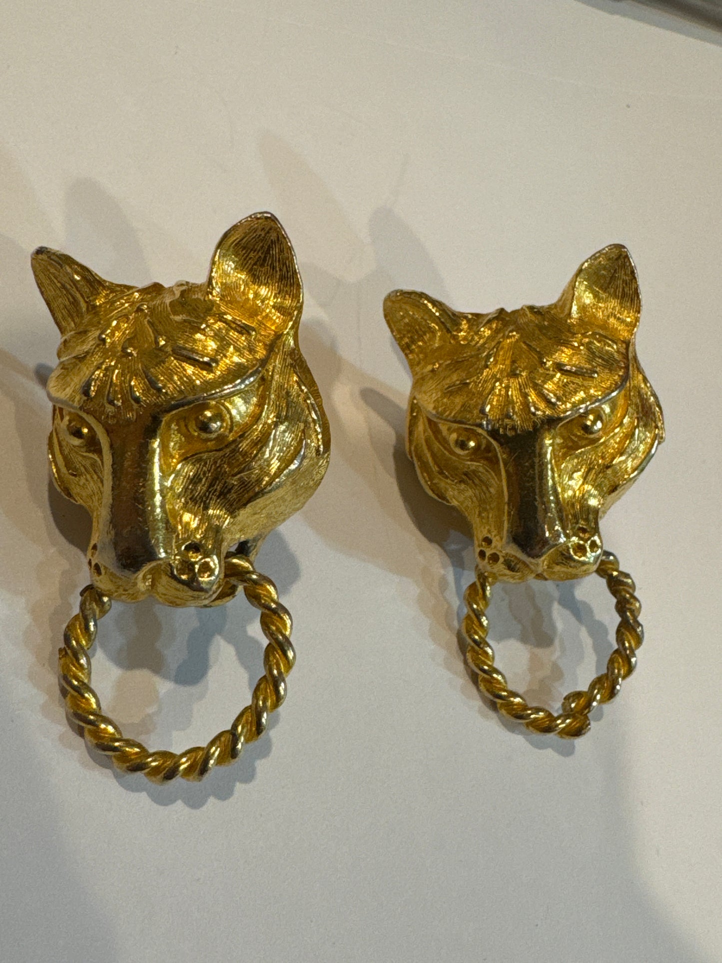 1980s  major signed Kenneth lane leopard door, knocker earrings