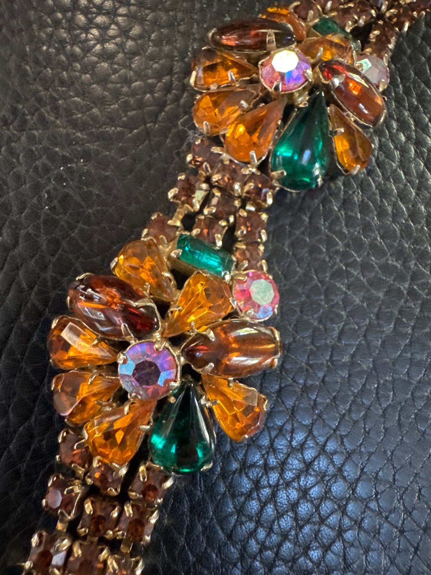 Beautiful 1950s colorful rhinestone bracelet. NYC