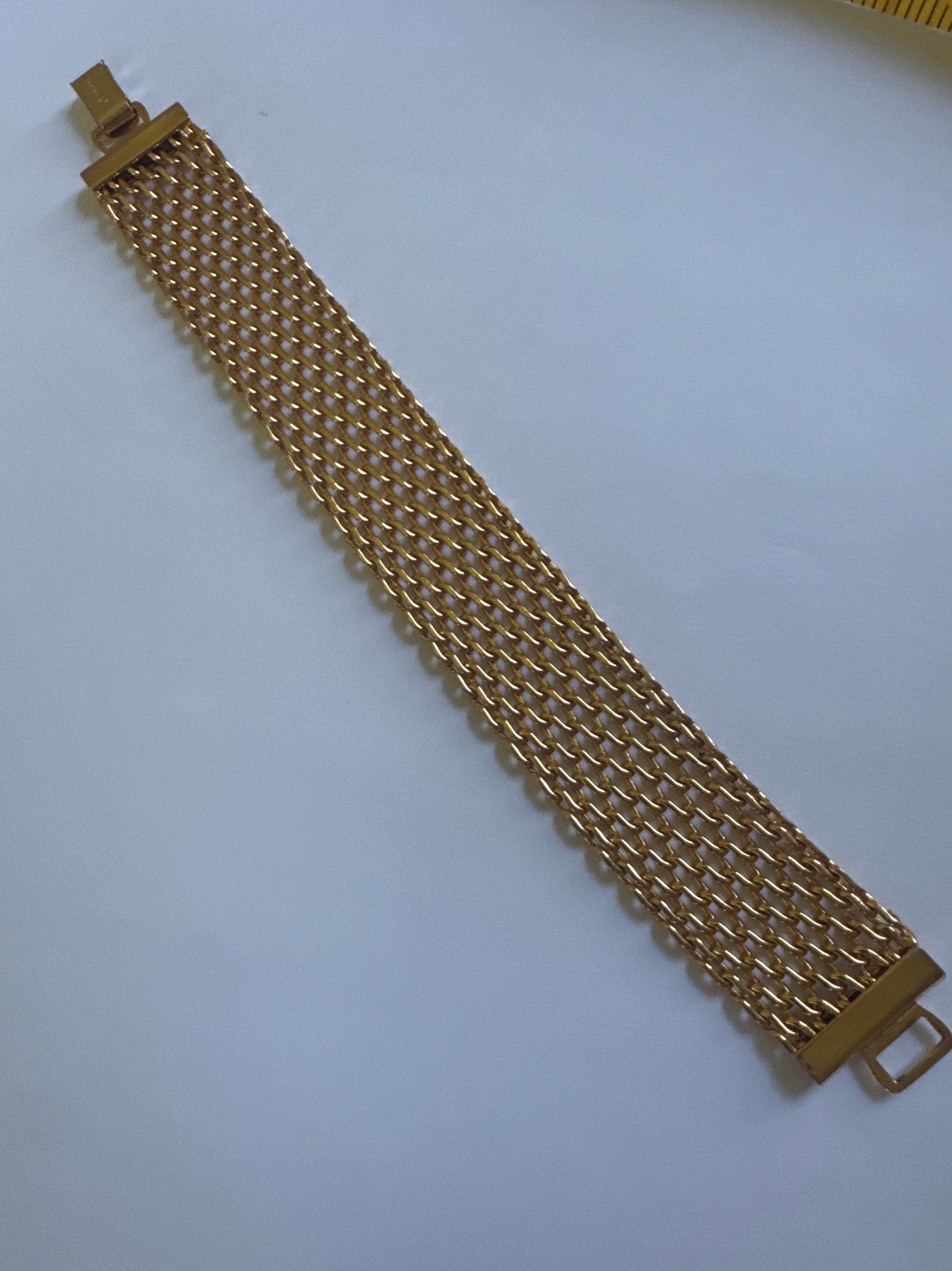 1980s signed NAPIER mesh, gold tone bracelet