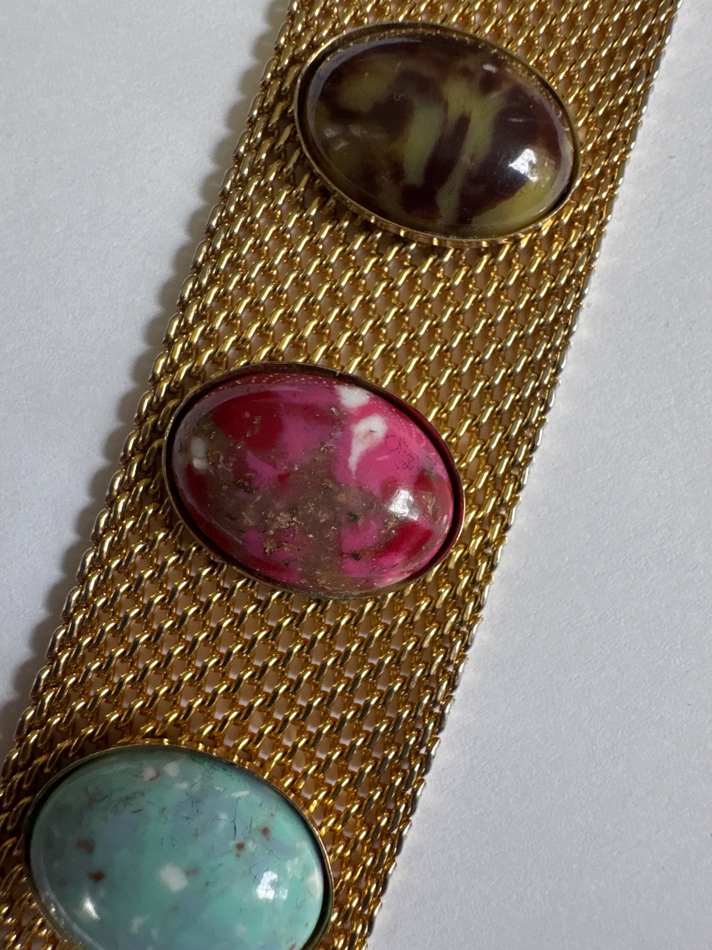Vintage Sarah Coventry mesh and cabochon bracelet