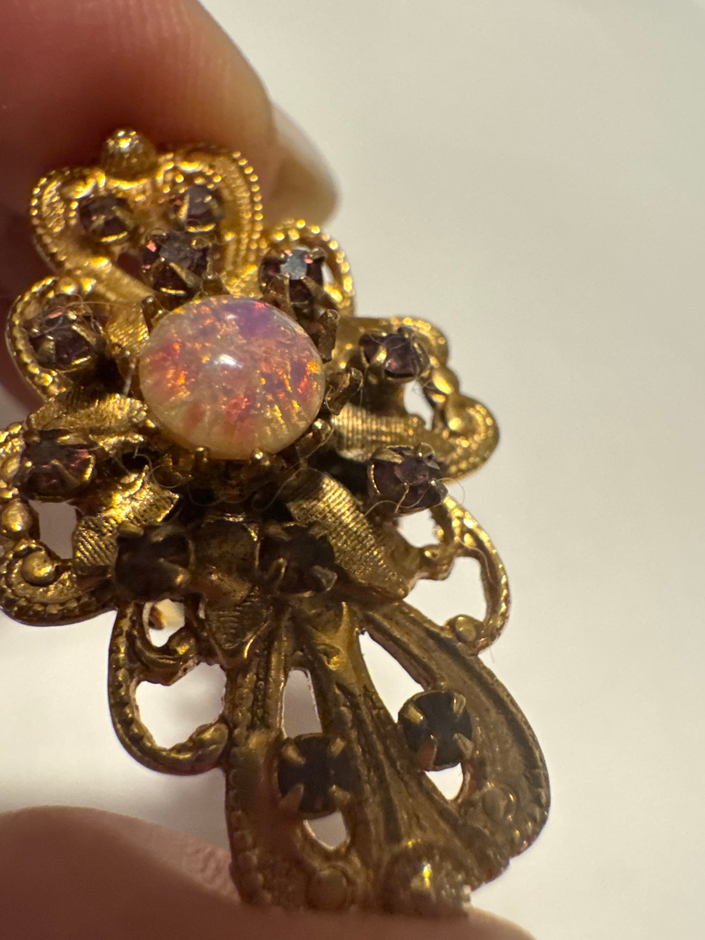 fun 1960s cocktail ring with pink confetti Centerstone. Road