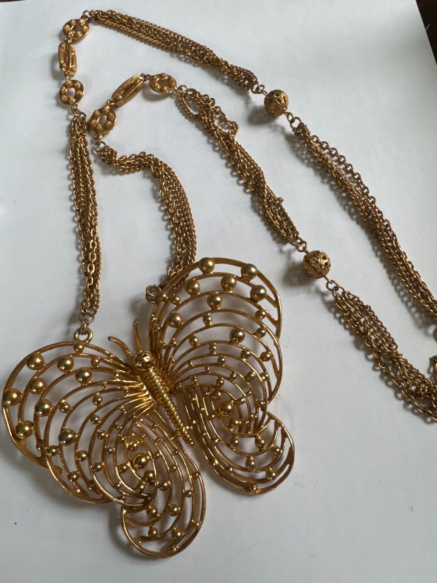 Beautiful unsigned butterfly 1970s pendant necklace attributed to PAULINE RADER