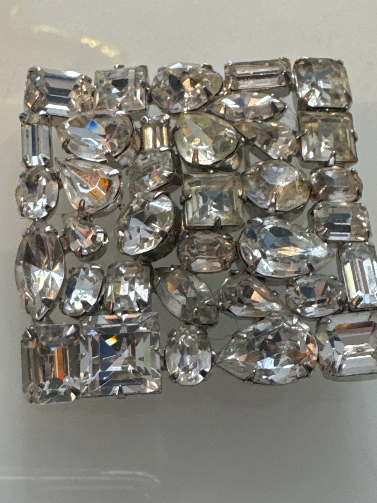 1950s signed WEISS rare square rhinestone brooch