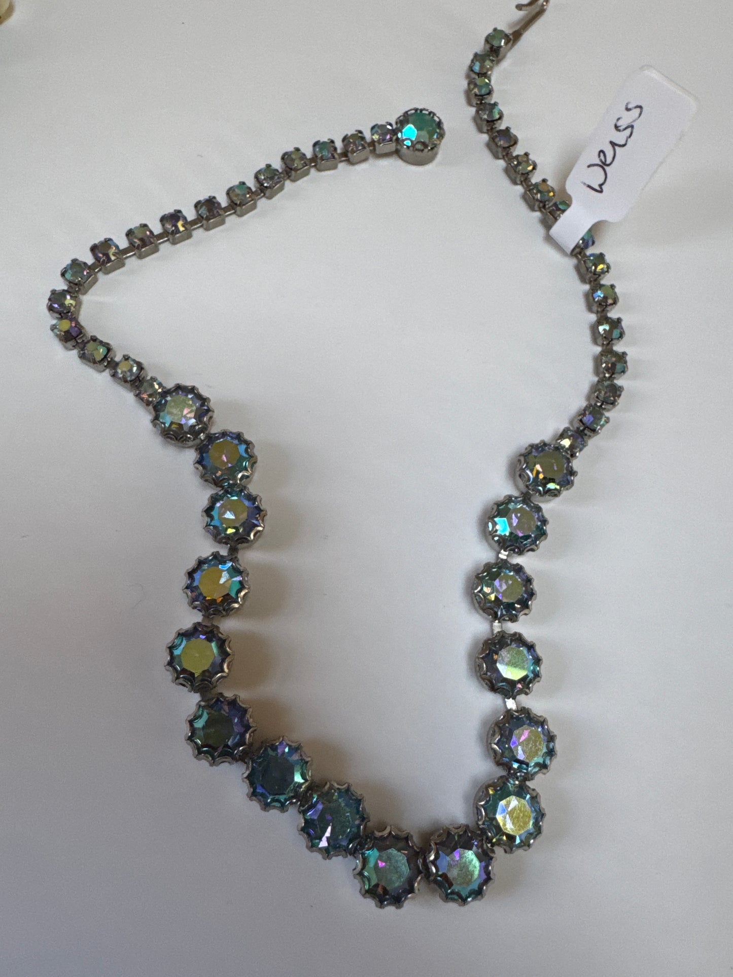 1950s beautiful signed Weiss Aurora borealis necklace