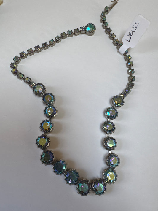 1950s beautiful signed Weiss Aurora borealis necklace