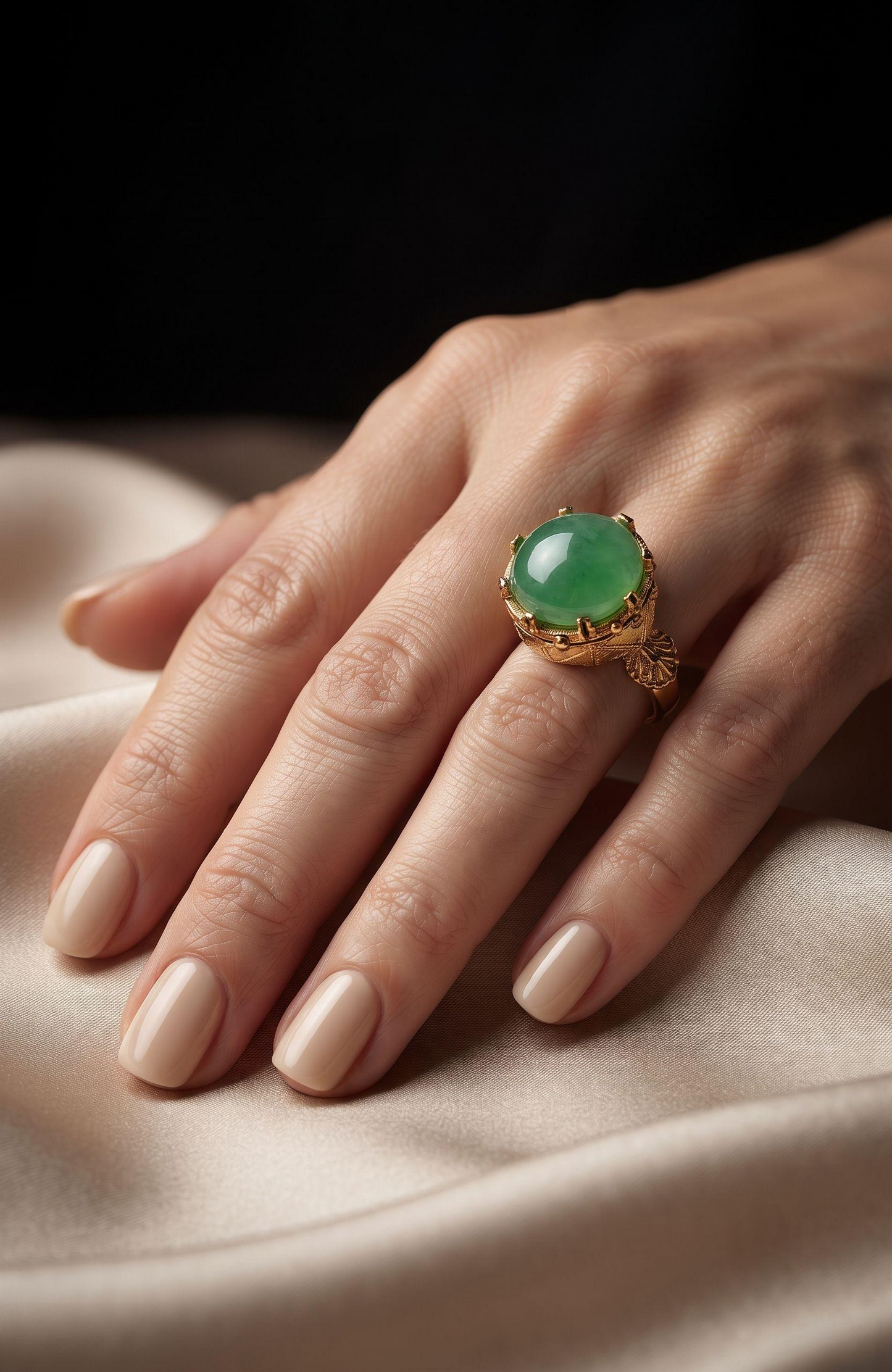 Jade colored 1970s "poison" ring
