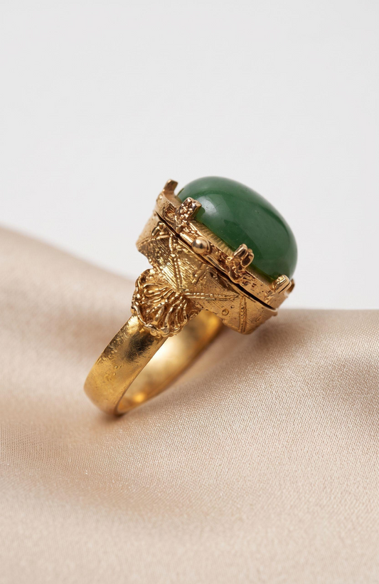 Jade colored 1970s "poison" ring