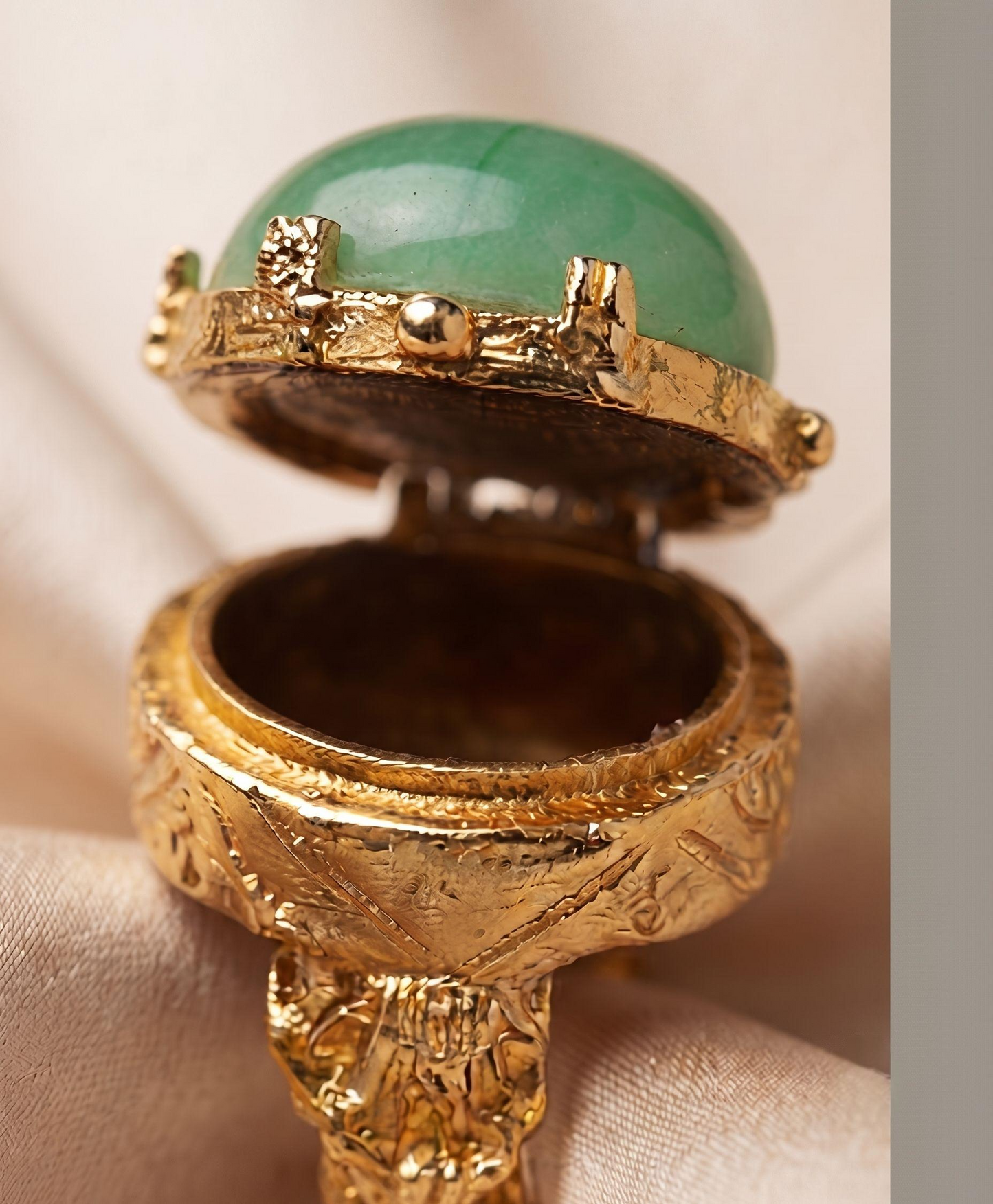 Jade colored 1970s "poison" ring