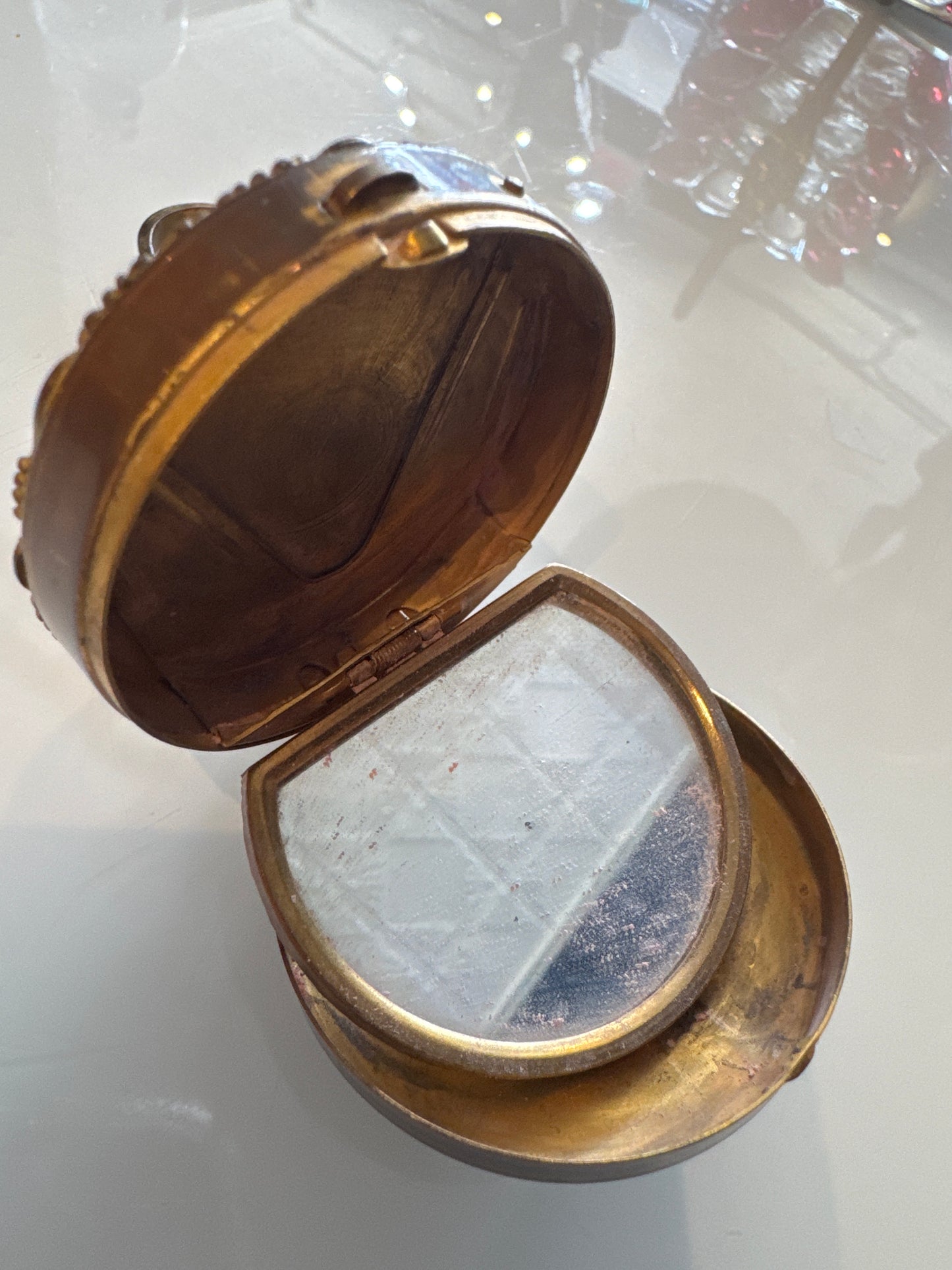 vintage early 1900s CHATALAINE with mirror and rhinestones
