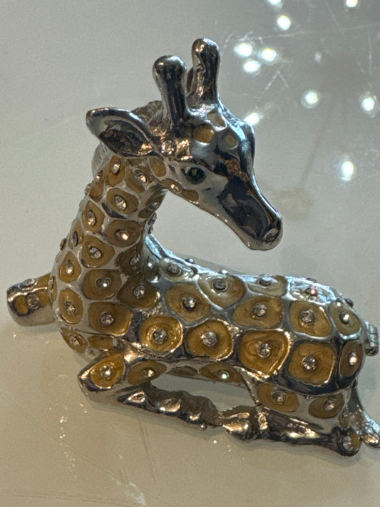 adorable enamel and rhinestone giraffe trinket box