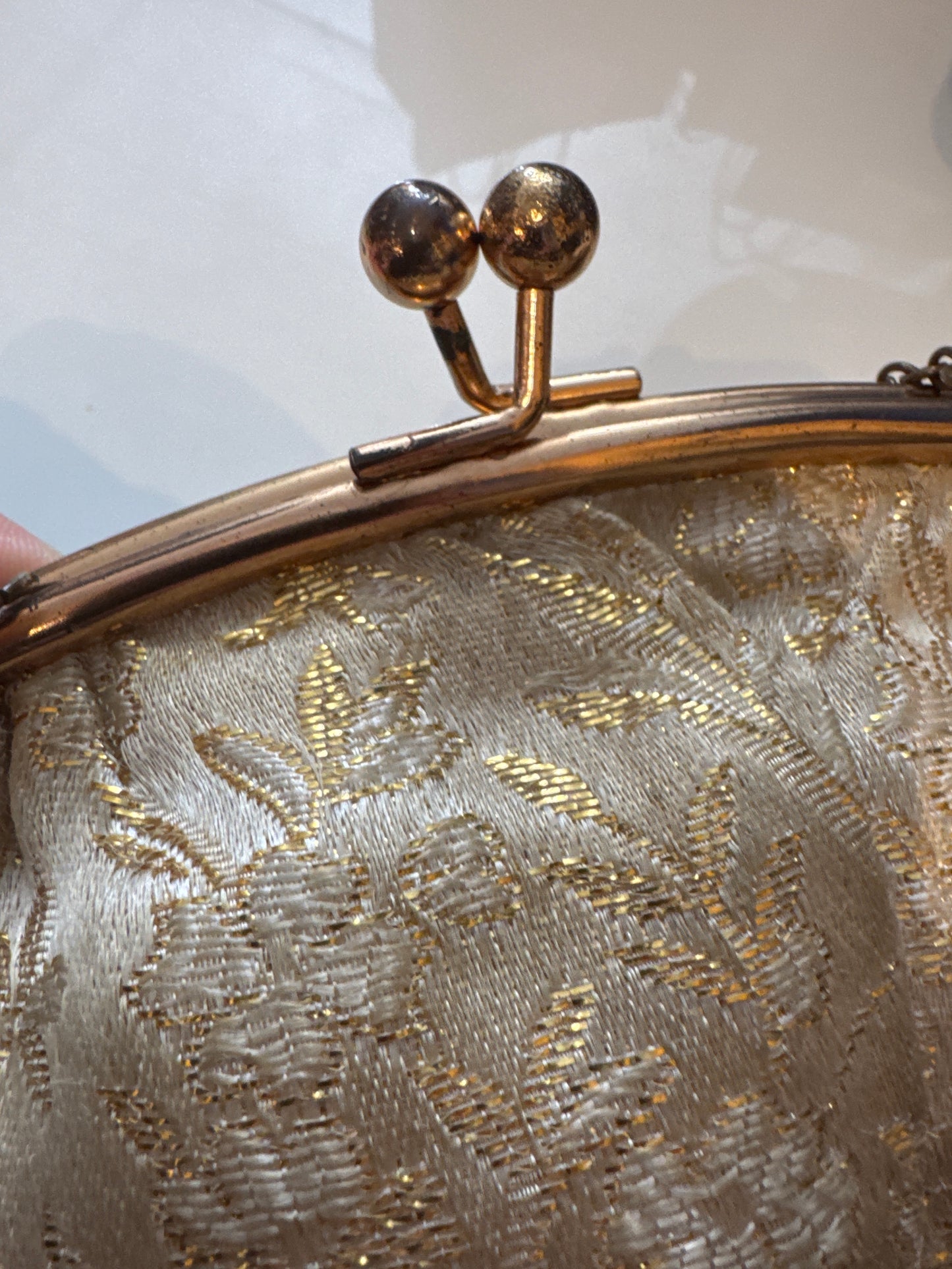 Sweet gold fabric brocade bag with chain strap