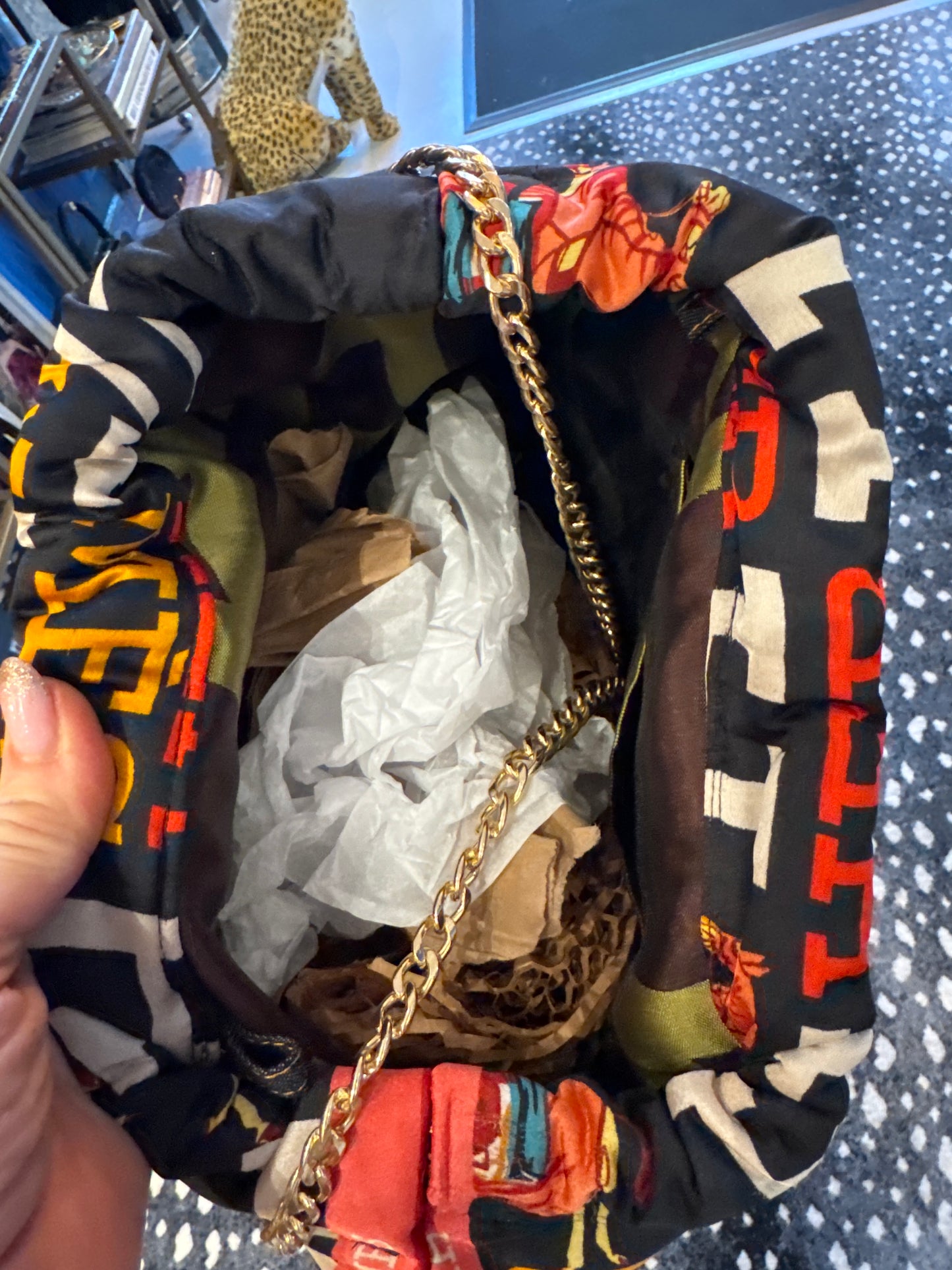 Vintage designer silk scarf reimagined as a clutch / crossbody bag