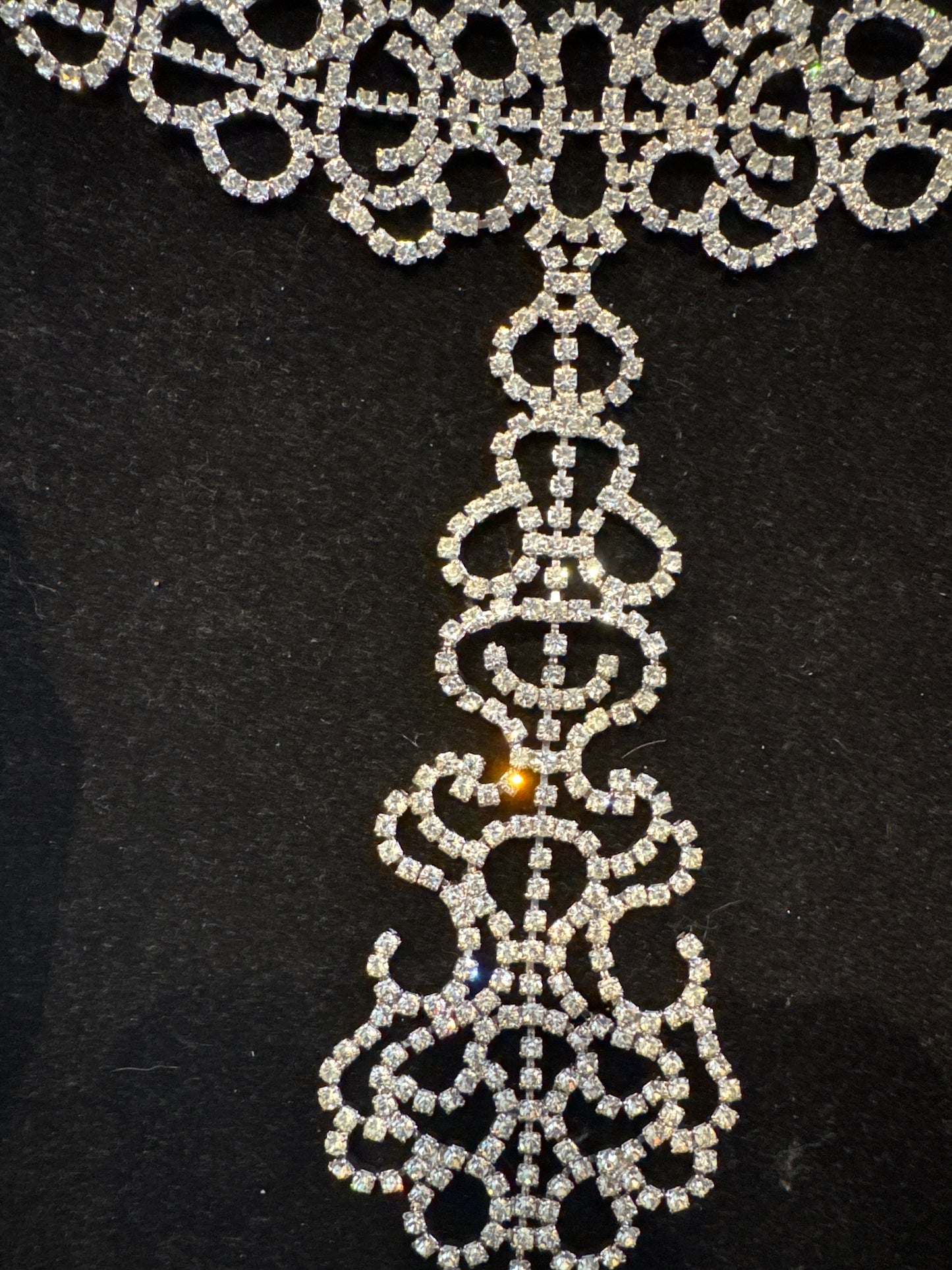 1950s Rhinestone Bib "tie" choker necklace