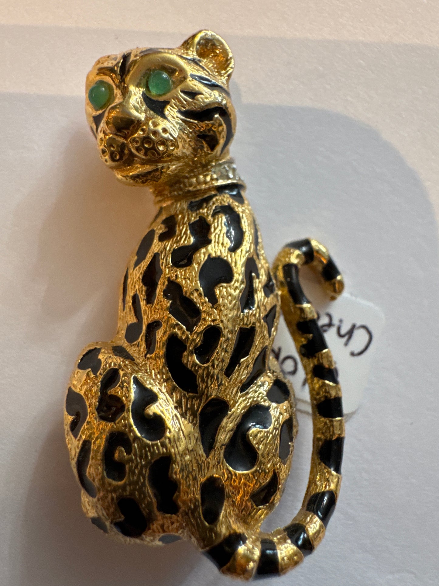 Vintage signed D'ORLAN cheetah brooch