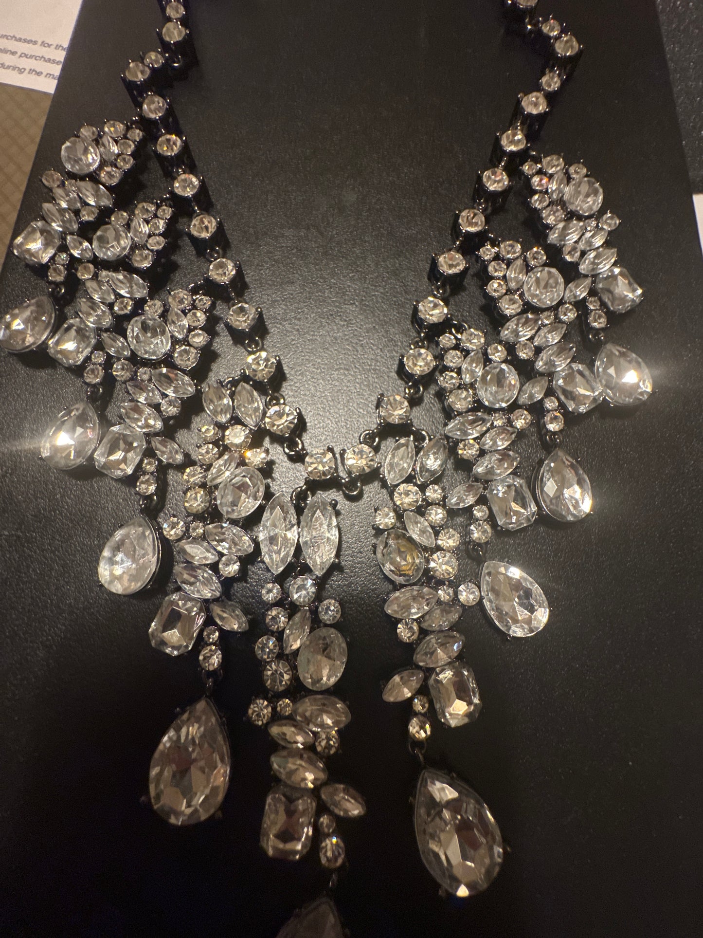 1970s stunning SCAASI rhinestone necklace in gun metal setting