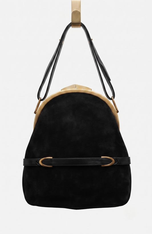 Beautiful 1950 black velvet top handle convertible bag. Can be adjusted to wear as a shoulder bag
